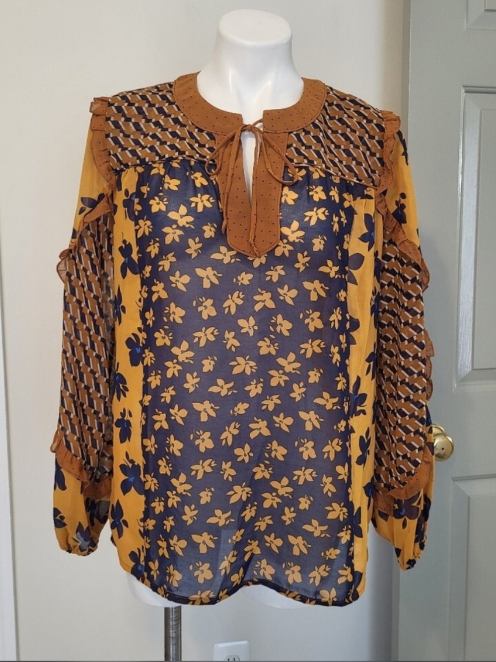 Cabi Harmony floral mix blouse